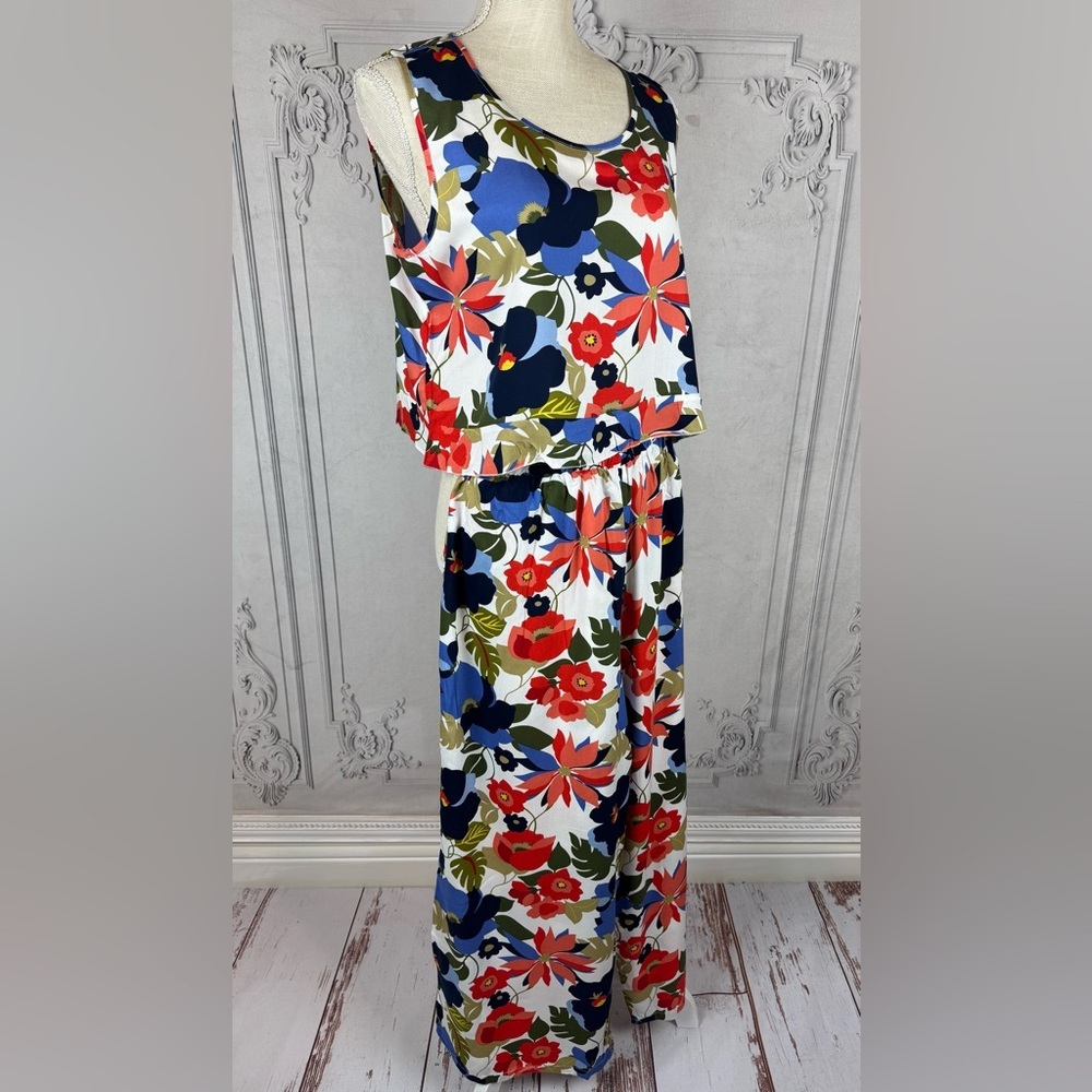 Casual Floral Print Sleeveless Loose Top and Matching Wide Leg Pants Trousers - Picture 8 of 14